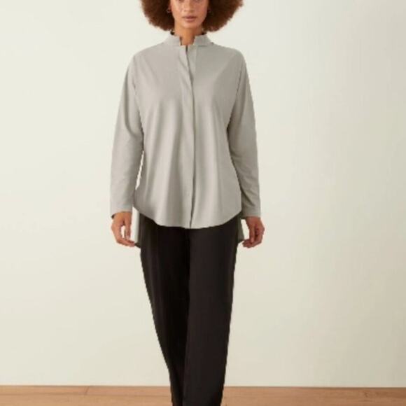 ADAY Something Borrowed grey blouse tailored work office top button front XL - Picture 2 of 10